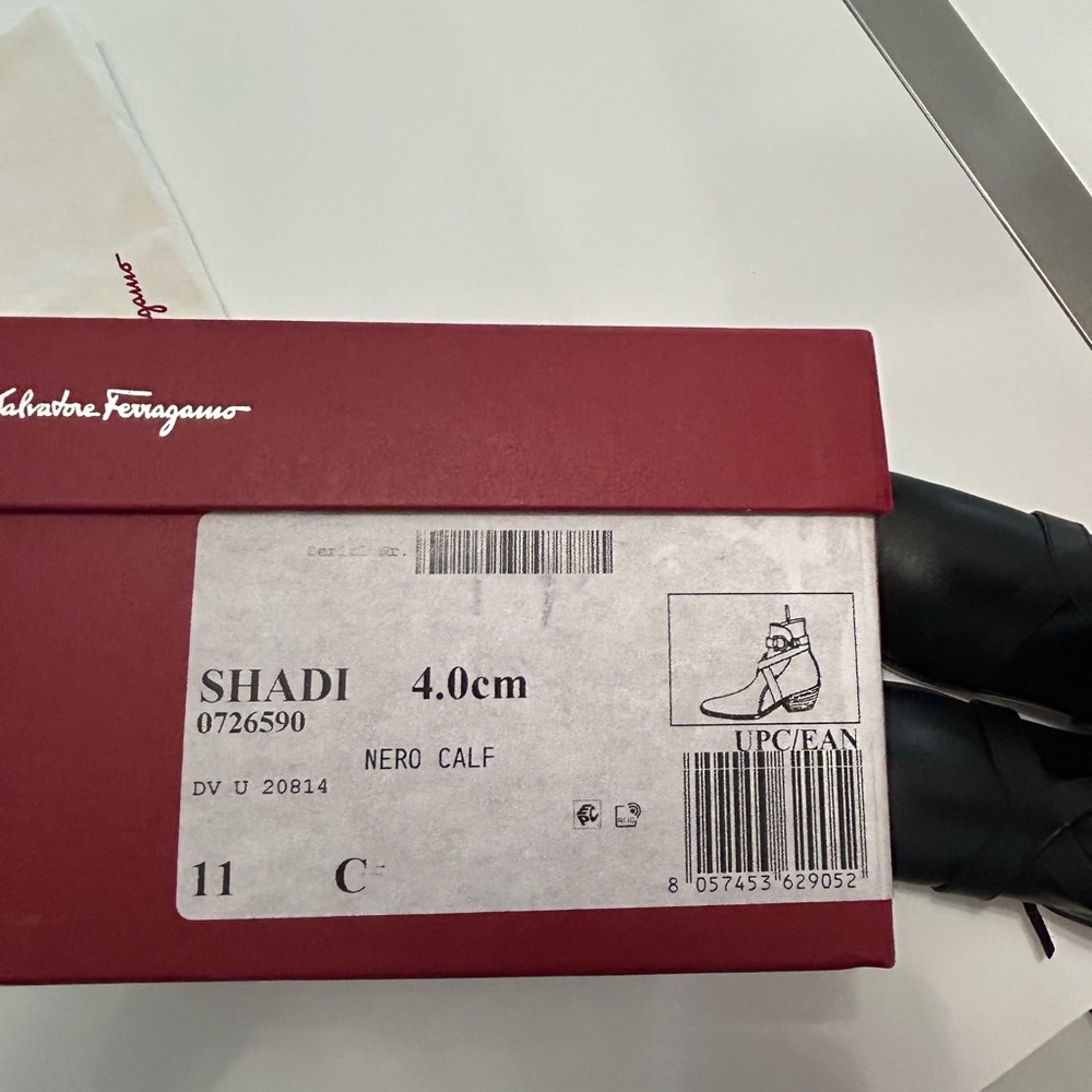 New in box never worn Salvatore Ferragamo Black Ankle Boots with Gold Detail - Picture 5 of 6